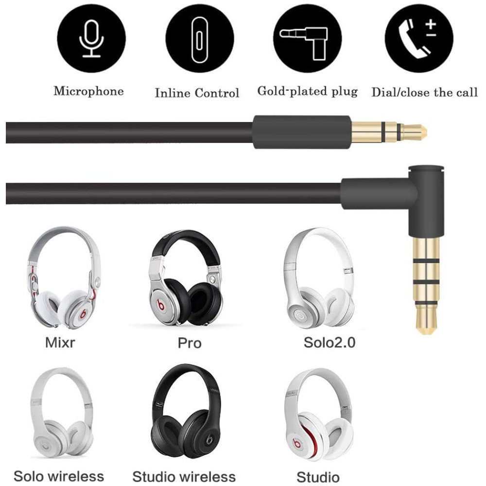 Кабель для навушників Beats by Dr Dre Studio Solo 2.0 3.0 Wireless (чорний)