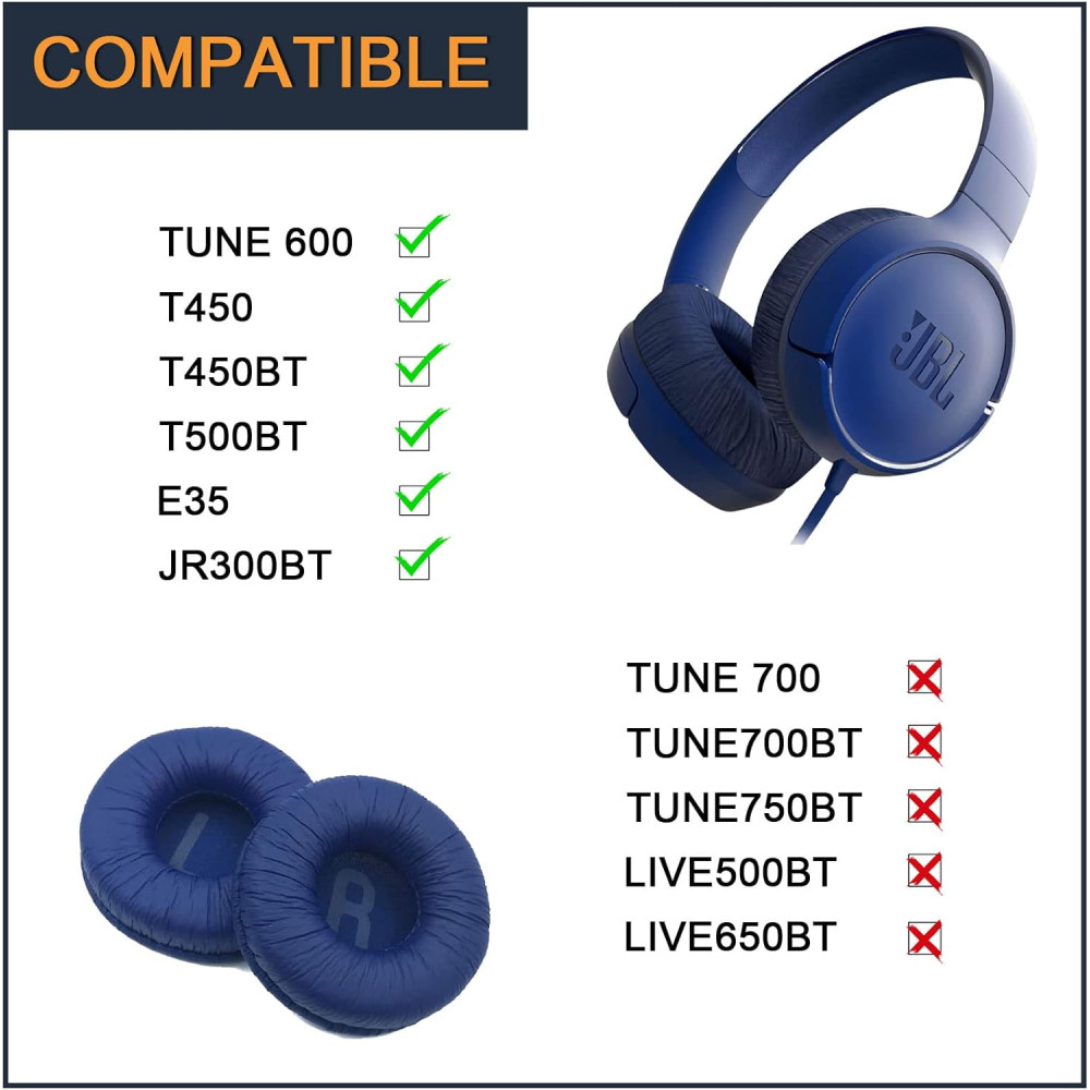 Амбушури для навушників JBL Tune 600 T450 T450BT T500BT JR300BT  E35 Сині